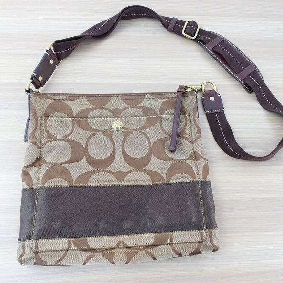 Coach Bag Womens Brown Crossbody Shoulder Purse Designer Monogram Logo Signature - Picture 10 of 16